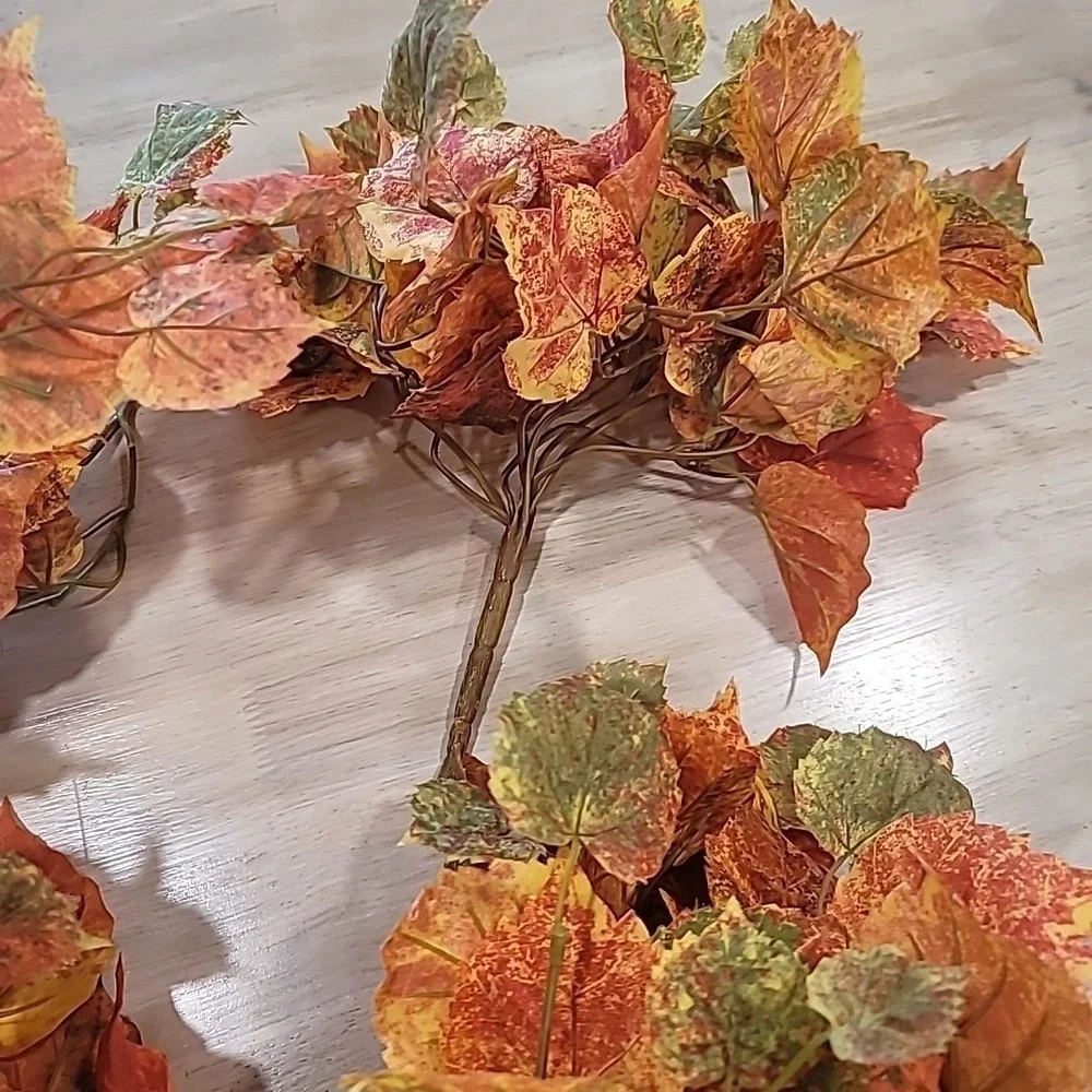 4 piece Artificial Aspen Leaf -2 Stems & 2 6ft Garland Fall/Thanksgiving Decor